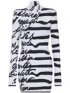 Balmain Stripe Love Letter Jacquard Knitted Dress In White