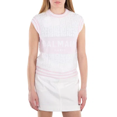 Balmain Intarsia-knit Logo Sleeveless Vest