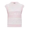 Balmain Monogram Wool And Cotton-blend Knitted Top In Pink