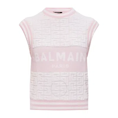BALMAIN BALMAIN INTARSIA-KNIT LOGO SLEEVELESS VEST
