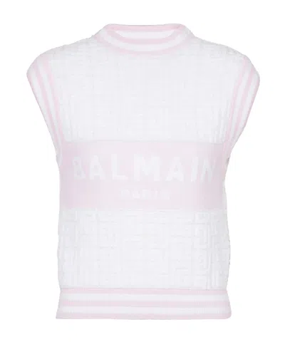 BALMAIN BALMAIN LOGO MONOGRAMMED SLEEVELESS VEST