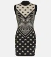 Balmain Star-patterned Knit Dress With Elegant Heart Design And Sleeveless Silhouette In Multicoloured