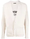 Balmain Intarsia-logo Button-up Cardigan In Neutrals
