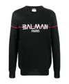 Balmain Intarsia Logo Jumper In Black