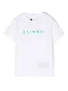 Balmain Iridescent Logo-print Cotton T-shirt In White