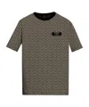 Balmain Grey T-shirt With Logo Applied On The Chest And All-over Labyrinth Motif In Cotton Man In Black