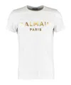 Balmain Cotton T-shirt With Laminated Logo Print In White