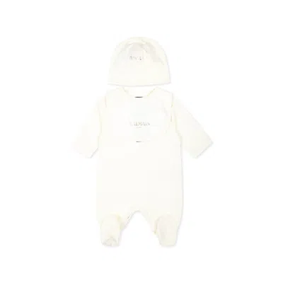 Balmain Ivory Babygrow Set For Babykids With Logo