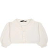 Balmain Ivory Cardigan For Baby Girl With Logo In Ivory