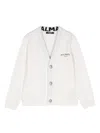 Balmain Logo-print Wool-blend Cardigan In White