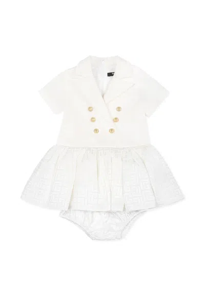 Balmain Ivory Dress For Baby Girl With Labyrinth