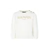 Balmain Ivory Sweatshirt For Girl With Logo In Ivory