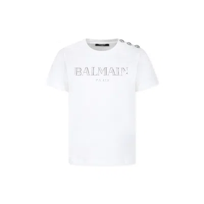 Balmain Kids' Ivory T-shirt For Girl With Logo