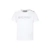 Balmain White T-shirt With Silver Buttons And Logo In Bianco E Argento