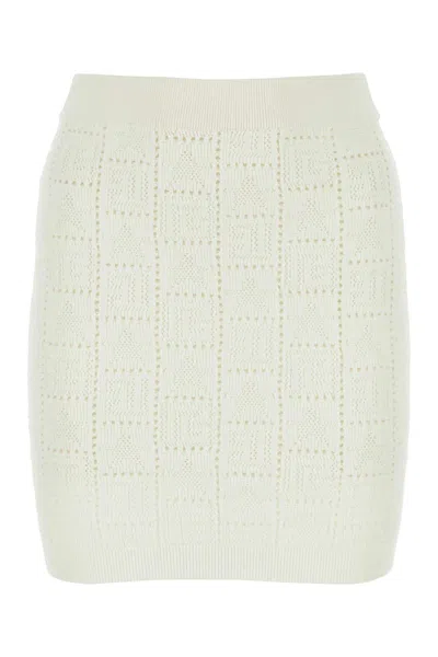 Balmain Ivory Viscose Blend Mini Skirt In Animal Print
