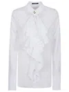 Balmain Jabot Collar Popeline Coton Shirt In White