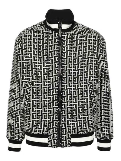 Balmain Reversible Monogrammed Bomber Jacket In Black