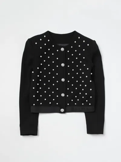 Balmain Kids' Faux-pearl Embellished Bomber Jacket In Black