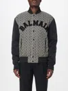 Balmain Pb Labyrinth Monogram Varsity Bomber Jacket In Black