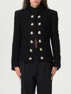 Balmain Edge-to-edge Silky Tweed Jacket In Black