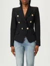 Balmain Double Breast Blazer Jacket With Logo Buttons Blazer And Suits Black In Black