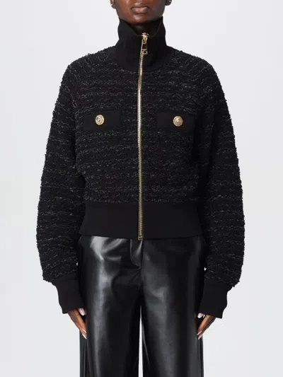 Balmain Tweed Bomber Jacket In Black