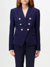 Balmain Navy Blue Viscose-wool Blend Blazer In Blau
