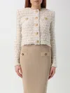 Balmain White Crewneck Cardigan With Jewel Buttons In White