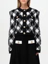 Balmain Vichy Tweed Short Jacket In 白色