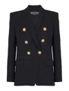 Balmain Double-breasted Wool Jacket Featuring Peak Lapels In Black