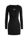 Balmain Jacket-effect Layered Wool Mini Dress In Black