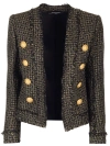 Balmain Double-breasted Tweed Jacket In Black