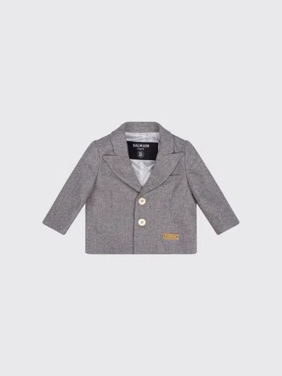 Balmain Babies'  Jacket Kids Color Grey In Gray