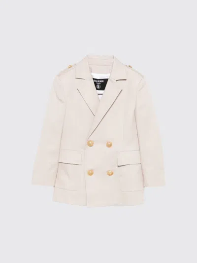Balmain Babies'  Jacket Kids Color Beige In Neutral