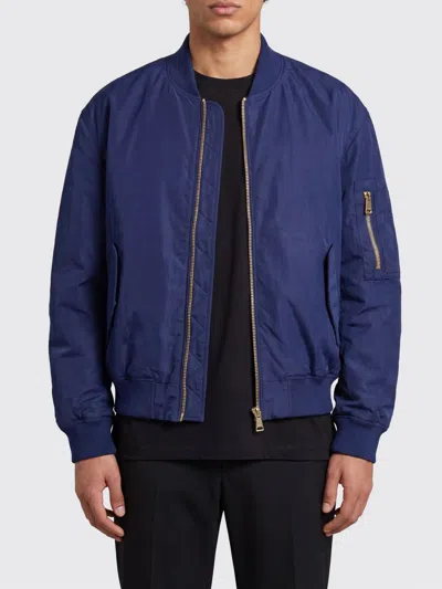 BALMAIN BALMAIN BLUE NYLON BOMBER JACKET WITH ZIP CLOSURE AND PATCH POCKETS,I64820009