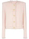 Balmain Five-button Tweed Jacket In Pink