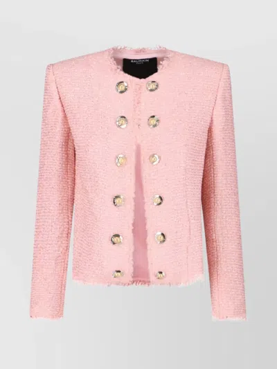 Balmain Giacca In Tweed Rosa Donna In Pink
