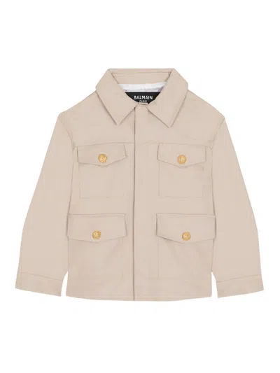 Balmain Kids' Jacket With Pockets In Brown