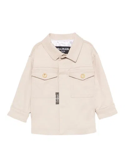 Balmain Kids' Jacket With Pockets In Neutral