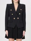 Balmain Wool Blazer With Flap Pockets And Gold-tone Buttons In Black
