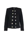 Balmain Tweed Jacket With Frayed Edges And Gold-tone Buttons