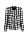 Balmain Tweed Houndstooth Jacket In Multi