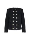 Balmain Tweed Jacket With Frayed Edges And Gold-tone Buttons