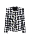 Balmain Tweed Houndstooth Jacket In Multi