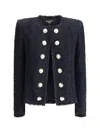 Balmain Tweed Spencer Jacket In Black