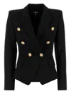 Balmain Double Breast Blazer Jacket With Logo Buttons Blazer And Suits Black In Black