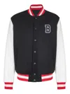 Balmain Wool And Eco-leather Varsity Jacket With Patch In Black