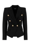 Balmain Wool Blazer With Flap Pockets And Gold-tone Buttons In Black