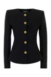 Balmain Single-breasted Grain De Poudre Basque Jacket In Black