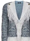Balmain Fringed Tweed Blazer In Printed